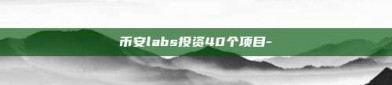 币安labs投资40个项目-