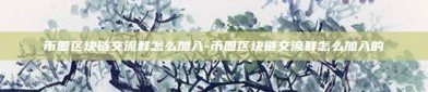 币圈区块链交流群怎么加入-币圈区块链交流群怎么加入的