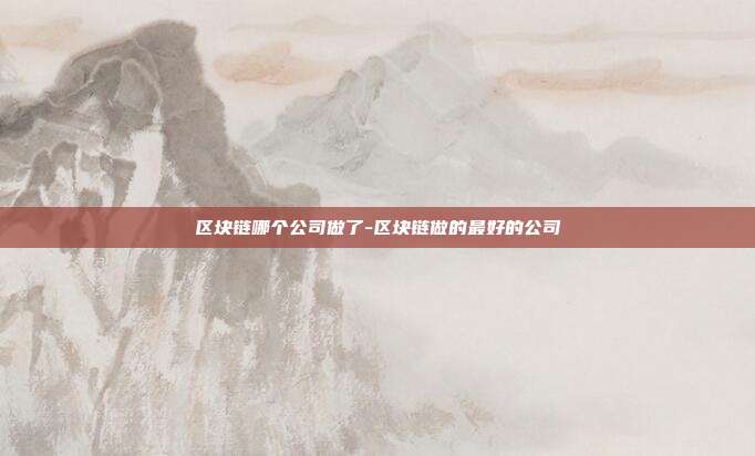 区块链哪个公司做了-区块链做的最好的公司