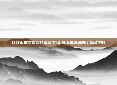 比特币生态圈叫什么名字-比特币生态圈叫什么名字啊