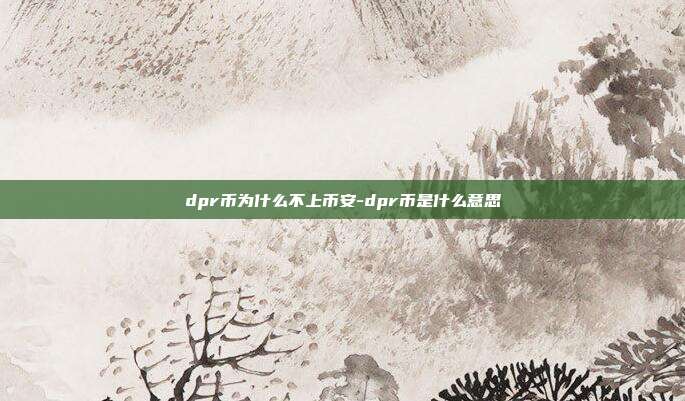 dpr币为什么不上币安-dpr币是什么意思