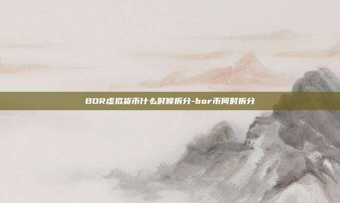 BOR虚拟货币什么时候拆分-bor币何时拆分