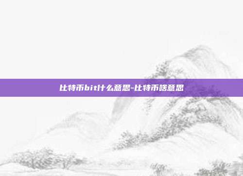 比特币bit什么意思-比特币啥意思