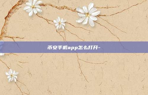 币安手机app怎么打开-