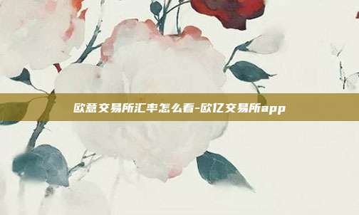 欧意交易所汇率怎么看-欧亿交易所app