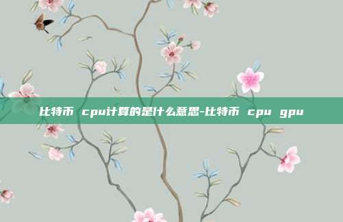 比特币 cpu计算的是什么意思-比特币 cpu gpu