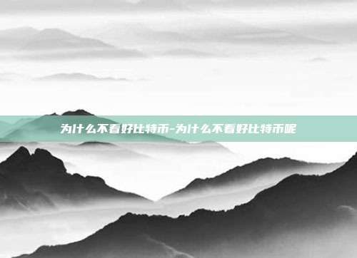 为什么不看好比特币-为什么不看好比特币呢