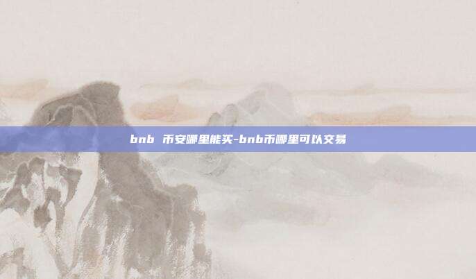 bnb 币安哪里能买-bnb币哪里可以交易