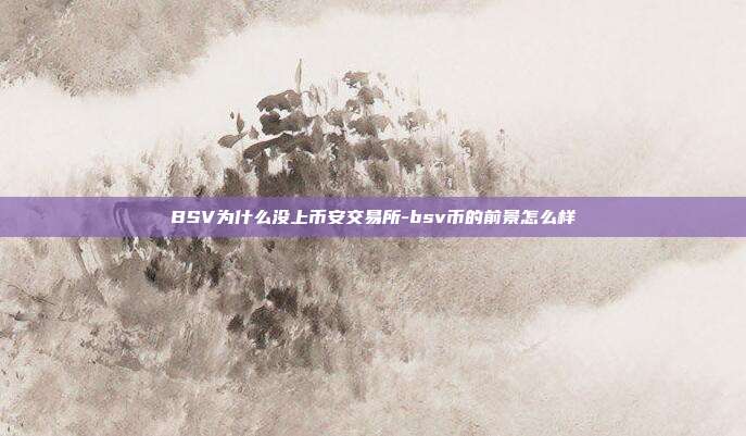 BSV为什么没上币安交易所-bsv币的前景怎么样