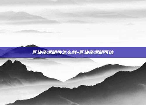 区块链透明性怎么样-区块链透明可信