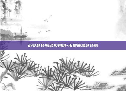 币安赵长鹏多少身价-币圈首富赵长鹏