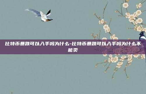 比特币暴跌可以入手吗为什么-比特币暴跌可以入手吗为什么不能卖