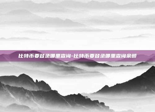 比特币要登录哪里查询-比特币要登录哪里查询余额