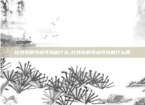 比特币的节点可以做什么-比特币的节点可以做什么用