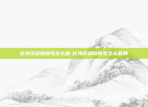 比特币登陆账号怎么看-比特币登陆账号怎么看的