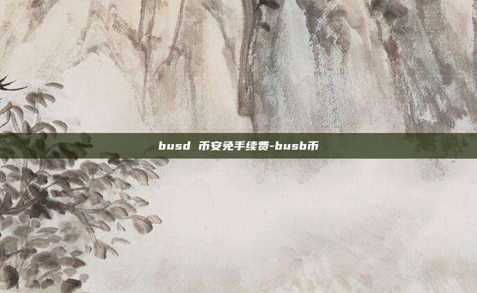 busd 币安免手续费-busb币