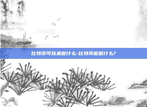 比特币可以来做什么-比特币能做什么?