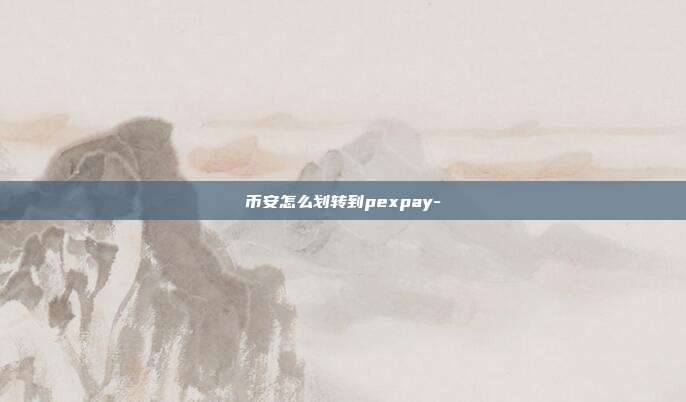 币安怎么划转到pexpay-