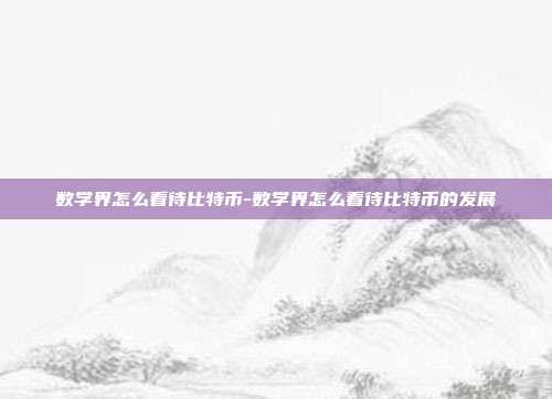 数学界怎么看待比特币-数学界怎么看待比特币的发展