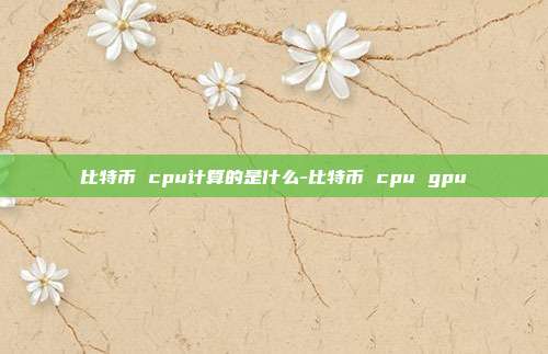 比特币 cpu计算的是什么-比特币 cpu gpu