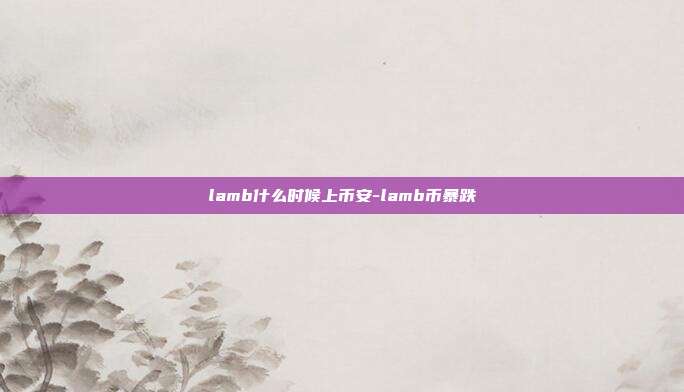 lamb什么时候上币安-lamb币暴跌