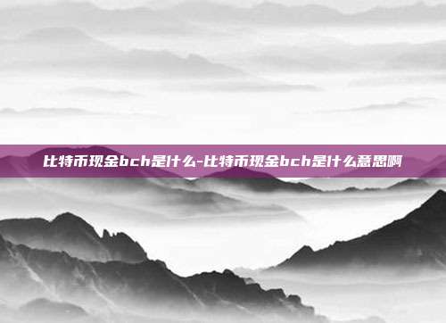 比特币现金bch是什么-比特币现金bch是什么意思啊